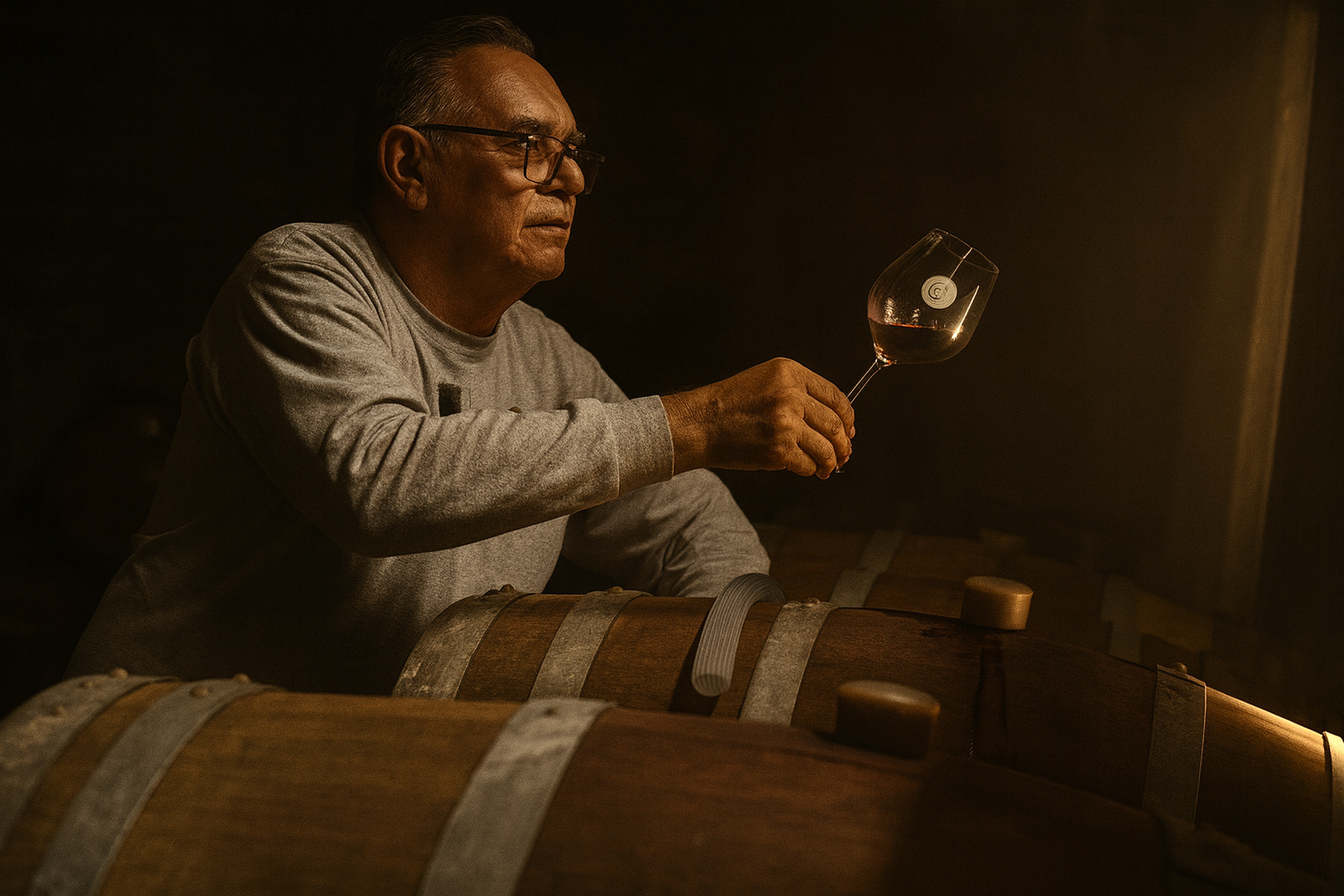 Sala de procesos de vino artesanal en Casa Emiliana.